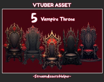 VTUBER Vampire Throne Assets Bundle / Black Golden Demonic / Gothic Dark Decoration / Streamer Chair / Horror / Props / Accessory / Darken