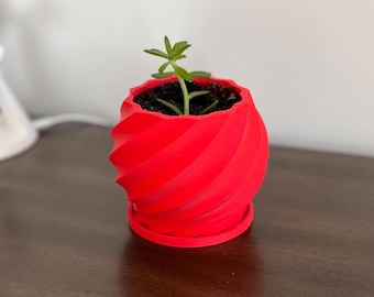 Maceta espiral con bandeja de drenaje para decoración del hogar