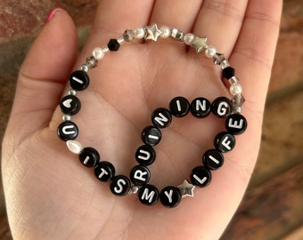 Handmade Taylor Swift Fortnight, I Love You Its Ruining My Life Bracelet / Eras Tour Friendship Bracelet / Beaded Stretchy TTPD