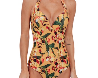 Women's One Piece Swimsuit Tummy Control V Neck Bathing Suits