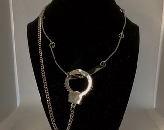 punk handcuff necklace| layered goth jewelry| stainless steel| grunge