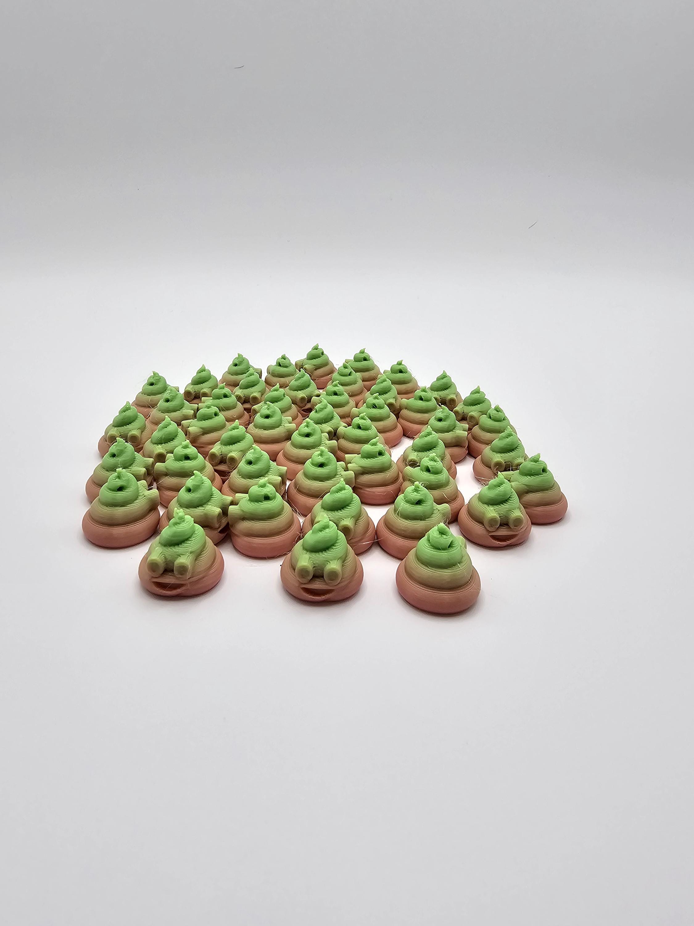 10 Pack Mini Poop Emoji 3D Print, Pink and Green Ombre, 3/4"x3/4" Tall