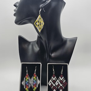 Hand Beaded Earrings, Sterling Silver Dangling Bead Earrings, Beaded Earrings, Handmade Earrings