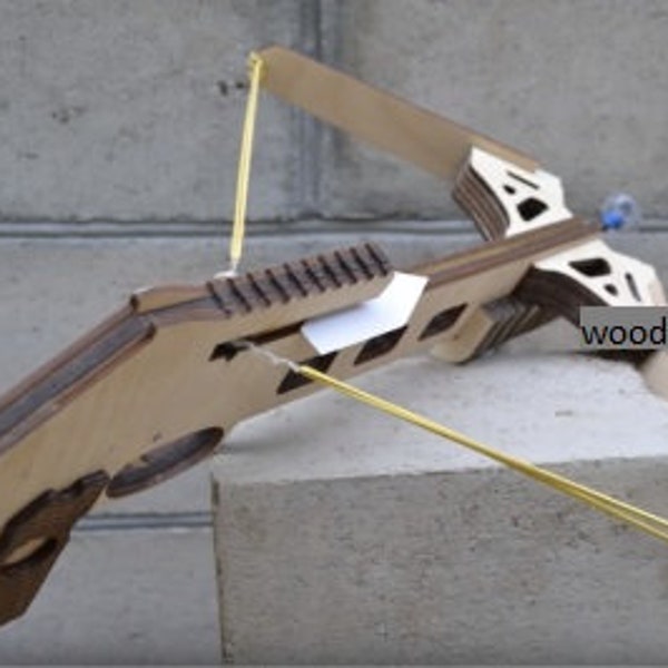 dxf file for cutting machine-wooden crossbow model-wood working-laser and cnc machine drawing files-cdr cut files-wood crossbow drawing file