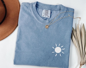 Comfort Colors® Minimal Sun Shirt,Aesthetic Boho Sun Tee,Sunshine T-Shirt,Summer Vibes Top,Spiritual Sun Tee for Women & Men,Beach Vacation