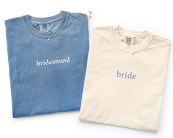 Comfort Colors® Minimalist Bride Bridesmaid Shirt, Wedding Party Shirt, Maid of Honor Tee, Bachelorette Party Shirt, Bridal Party Gift
