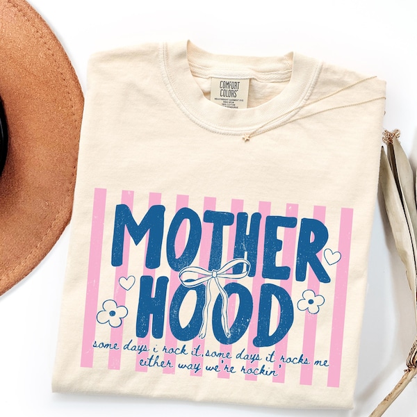 Comfort Colors® Motherhood Shirt, Retro Mama Tee, Some Days I Rock It Shirt, Funny Mom Life Shirt, Coquette Bow Mom Shirt, Trendy Mom Gift
