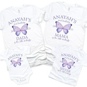 Custom Butterfly Birthday Shirt, 1st Birthday Girl ,Pastel Butterfly Shirt,Butterfly Theme First Birthday,Butterfly Mama Dada Matching Shirt