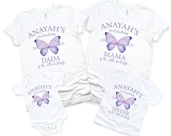Custom Butterfly Birthday Shirt, 1st Birthday Girl ,Pastel Butterfly Shirt,Butterfly Theme First Birthday,Butterfly Mama Dada Matching Shirt