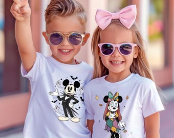 Mickey and Minnie Halloween Kids Shirt, Cute Disney Halloween Tee, Spooky Mickey Kids Top, Fall Disney Outfit,Disneyland Matching Family Tee