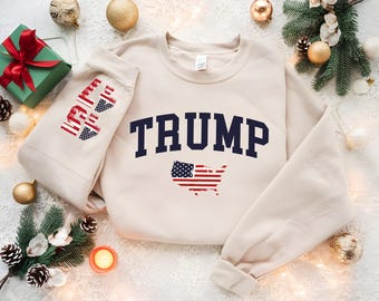 Trump 45 47 Crewneck Sweatshirt, Republican Gifts, Trump Hoodie, Trump Train Shirt, Pro-Trump Pullover, Gifts for Her