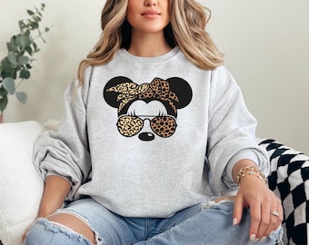 Leopard Minnie Mouse Sweatshirt, Disney Girls Trip, Magic Kingdom Shirt,Disneyland Vacation Hoodie Disney Safari Shirt, Animal Kingdom Shirt