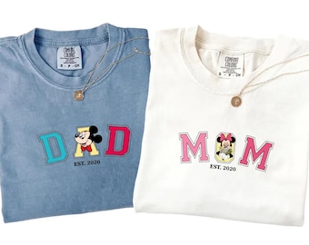 Comfort Colors® Custom EST Mom Dad Shirt,Custom Disney Family Shirts,Mickey Minnie Matching Couple Tees,New Parents Gift,Family Vacation