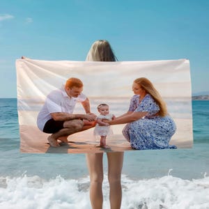 Custom Photo Beach Towel,Personalized Towel for Family, Friends, Couples, Weddings & More,Unique Gift for Birthdays, Holidays, and Vacations