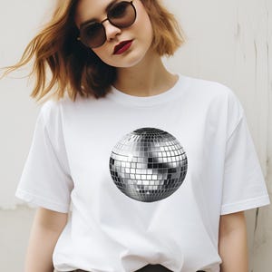 Disco Ball Shirt, Y2k T-shirt, 90&#39;s T-shirt, Disco Ball Tee, Y2k Tee, Shirts, Cute Tee, Glitter Shirt, Gift for Her, Friends Gift, Mom Gifts