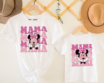 Disney Mama and Mini Matching Shirts,Mommy and Me Minnie Outfits, Disney Trip Family Look, Birthday Gift for Mom and Daughter