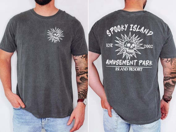Comfort Colors® Spooky Island Amusement Park Shirt,Gothic Skull  Vintage Halloween T-Shirt,Group Matching Party Outfit,Retro Resort Gift Top