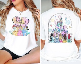 Comfort Colors® Disney Princess Castle Shirt for Girls Trip, Matching Family Vacation Tee,Princess Group Shirt,Front and Back Castle T-Shirt