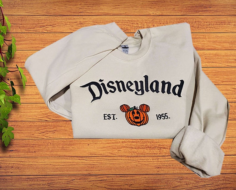 Embroidered Magical Land Halloween Sweatshirt, Disneyland Sweatshirt Est 1955, Halloween Disneyland Comfort Color Shirt, Trendy Sweatshirt image 2