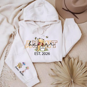 Custom Aunt Bear Winnie the Pooh Est Sweatshirt, Personalized Name Pooh Sweater, Cute Auntie Gift Idea, Family Outfit, Holiday Birthday Top
