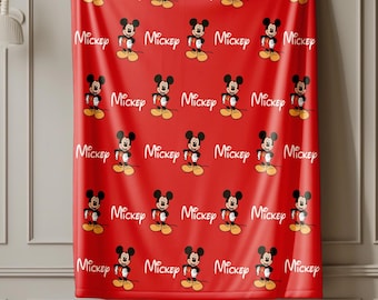 Disney Mickey Mouse Blanket,Cartoon Style Throw,Cozy Bed Quilt for Boys & Girls,Christmas Gift Merch,Disney Lover Blanket,Disney Blanket