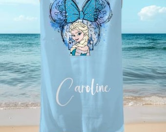 Disney Princess Beach Towel Set, Custom Name Girls Vacation Pack, Cousins Matching Towels, Summer Pool Gift , Disney Beach Towel
