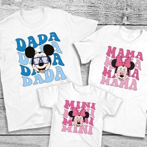 Disney Family Shirts,Mickey Dada Minnie Mama Disney Mini Matching Outfits,Custom Family Trip Tee Set for Disney Vacation or Baby Shower Gift
