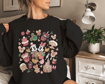Disney Mickey & Minnie Gingerbread Cookie Christmas Sweatshirt, Disney Couple Christmas Sweatshirt,Disneyland Vacation Family Holiday Outfit