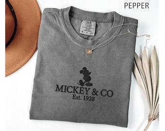 Embroidered Mickey & Co Est. 1928 Comfort Colors® Shirt, Disney Inspired Embroidery Tee, Disney Fans Gift, Disney Vacation Shirt