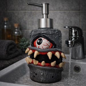 Liquid soap dispenser | Grey Monster eye | Horror fantasy props