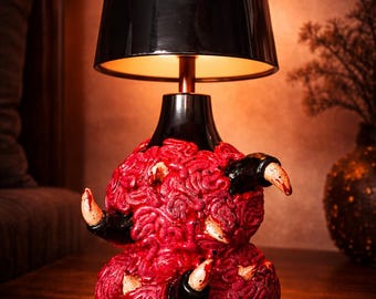 Bedside Lamp - Monster Brain - Handmade Designer Lamp - Wireless Rechargeable Lamp - Original & Unusual Decoration