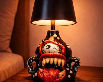 LED bedside lamp - Monster John with single eye - Unique creation - Lambert Du Décor
