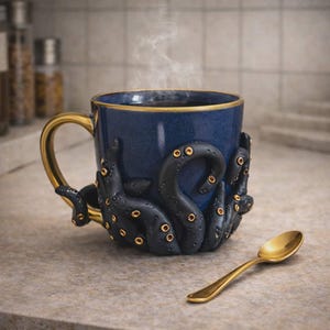 May include: A white ceramic mug with a black handle and the text "But First, Coffee" in a black, bold font. The mug is on a white surface.