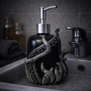 Dispensador de jabón líquido Octopus Silver – Estilo náutico único – Hecho a mano