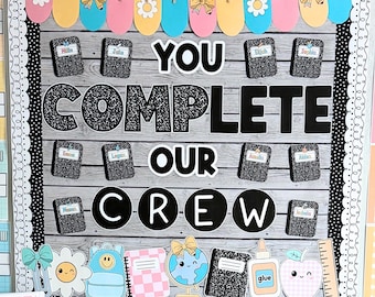 Welcome Back to School Bulletin Board or Classroom Door Decor Kit - Composition Notebook Classroom Decor - Pastel Prep Decor Theme Editable