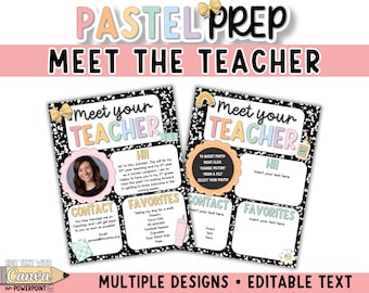 Meet the Teacher Templates - Editable All About Me Teacher Newsletter for Back to School or Open House - Printable - Composition Notebook
