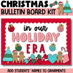 Christmas Bulletin Board Kit - December Classroom Decor - Trendy Holiday Gingerbread Decoration for Teachers or Sunday School - Holiday Era