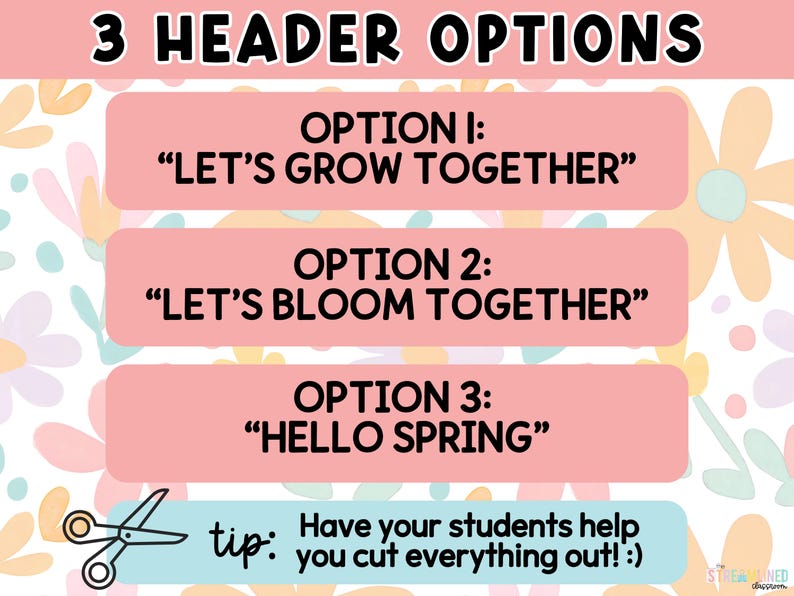 Spring Bulletin Board - Trendy Spring Easter Classroom Decor - April or May Classroom Door - Floral Pattern Pastel - Flowers Butterflies image 6
