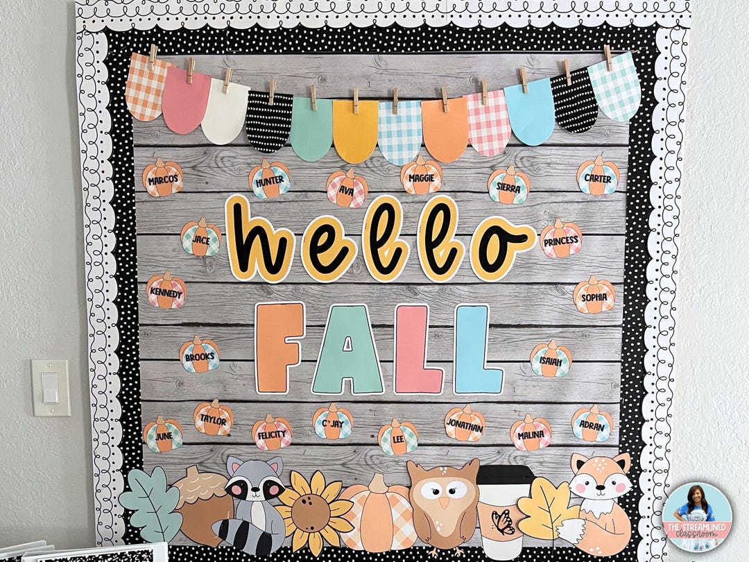 Hello Fall - Fall Bulletin Board Kit - Autumn Door Decor - Editable ...