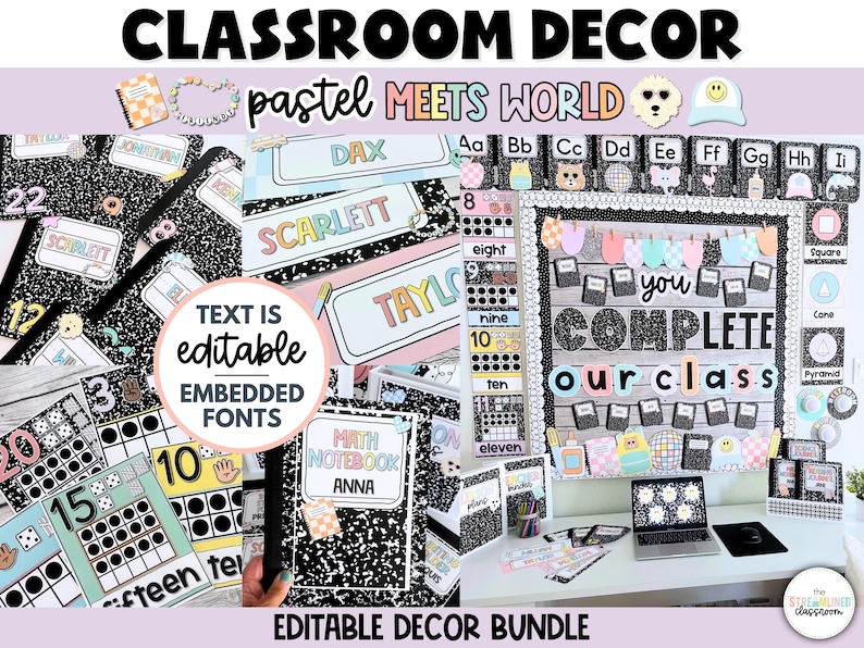 Classroom Decor Bundle - Pastel Classroom Decor Set - Editable ...
