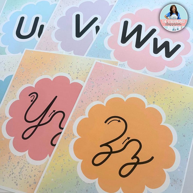 Cahier de composition, affiches alphabet | Décoration pastel pour la classe | Posters ABC modifiables pour mur de classe | Nostalgie tendance rétro des années 90 image 7