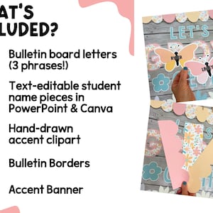 Spring Bulletin Board - Trendy Spring Easter Classroom Decor - April or May Classroom Door - Floral Pattern Pastel - Flowers Butterflies image 4