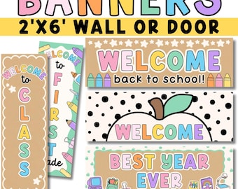 Printable Classroom Banners | 2x6 Door Banners | Editable Canva Templates | Welcome Back to School Decor for Teachers