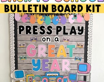 Welcome Back to School Bulletin Board or Classroom Door Decoration - Bright Retro 90s Nostalgia Theme - Classroom Decor Editable