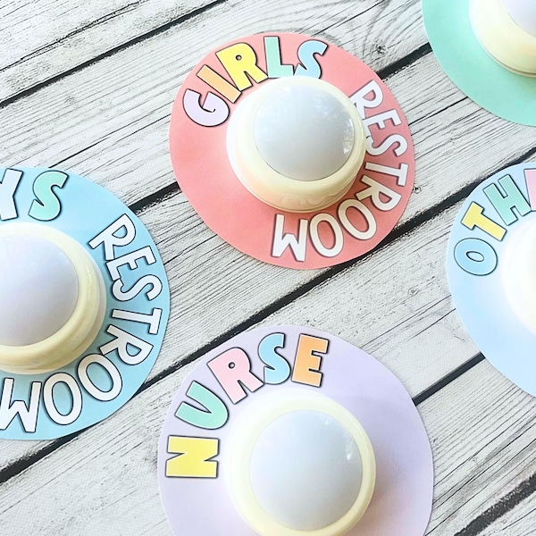 Hall Pass System for Push, Puck, or Tap Lights - Pastel Classroom Decor - Editable School Hall Passes in Six Styles for Classroom Management