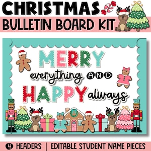 Christmas Bulletin Board Kit or Door Decor - Printable December Holiday Decorations for Elementary Classroom or Sunday School - Gingerbread