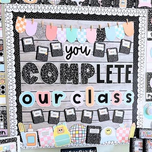 Welcome Back to School Bulletin Board or Classroom Door Decor Kit - Composition Notebook Theme - Retro Pastel Classroom Decoration Editable