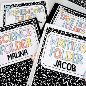 Composition Notebook Labeling Bundle - Teacher Binder Covers - Half Sheet Subject Labels for Notebooks or Journals - Student Folder Labels image 9