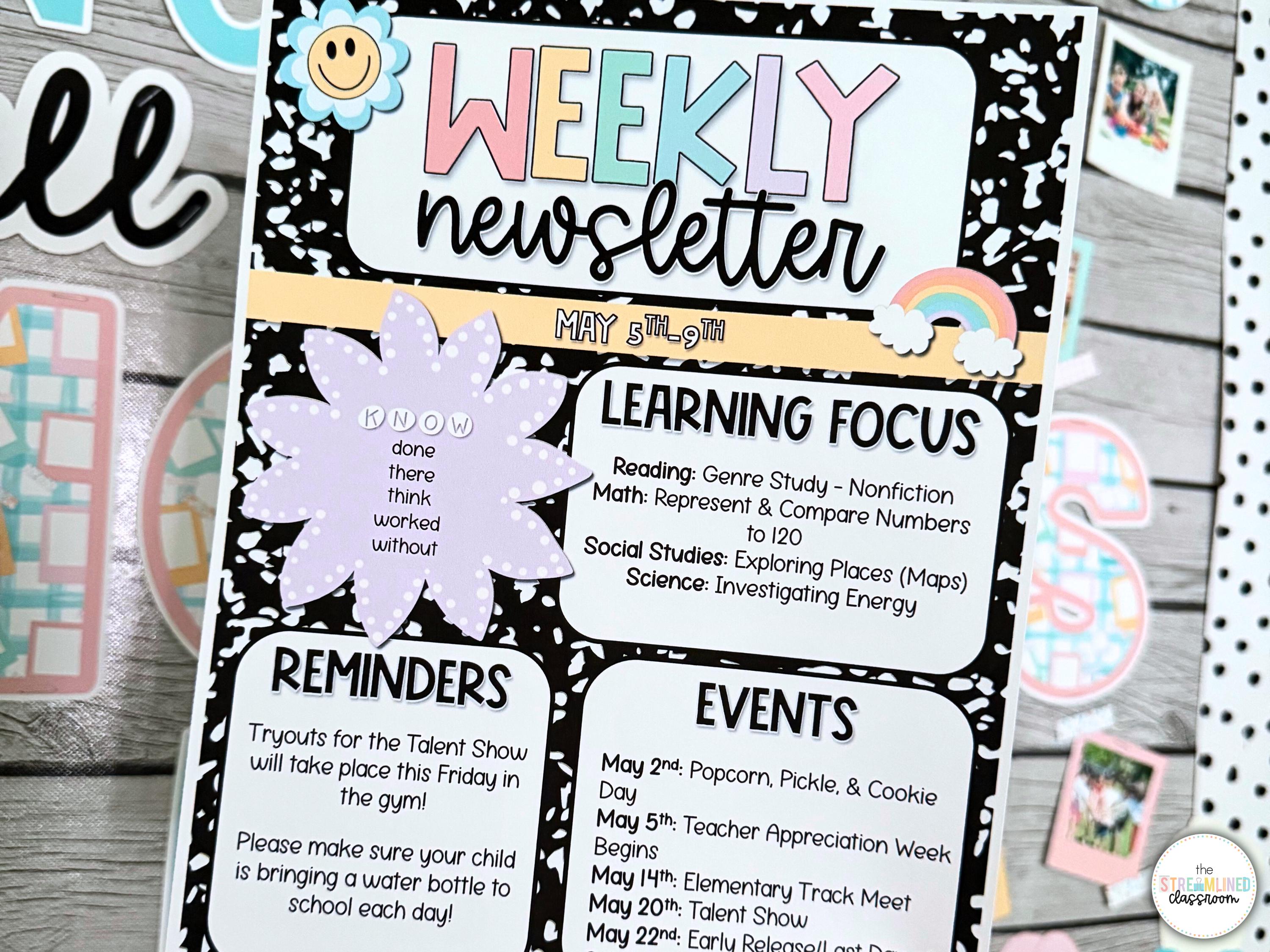 May Newsletter Templates - Weekly or Monthly Editable Classroom Spring ...