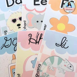 Cahier de composition, affiches alphabet | Décoration pastel pour la classe | Posters ABC modifiables pour mur de classe | Nostalgie tendance rétro des années 90 image 9